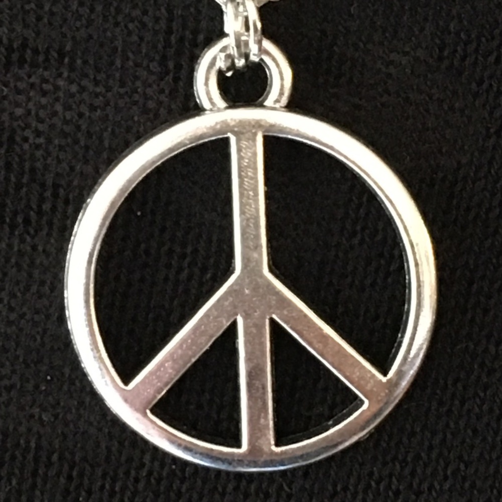 “Groovy Hippie" Handmade 2-Layer Necklace, Flower Power Peace Love Music VW Bug - Picture 2 of 15